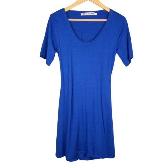 Michael Stars Split Back Scoop Neck T-Shirt Dress Short Sleeves Cute Size Small - Picture 1 of 5